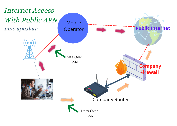 Internet access with public APN